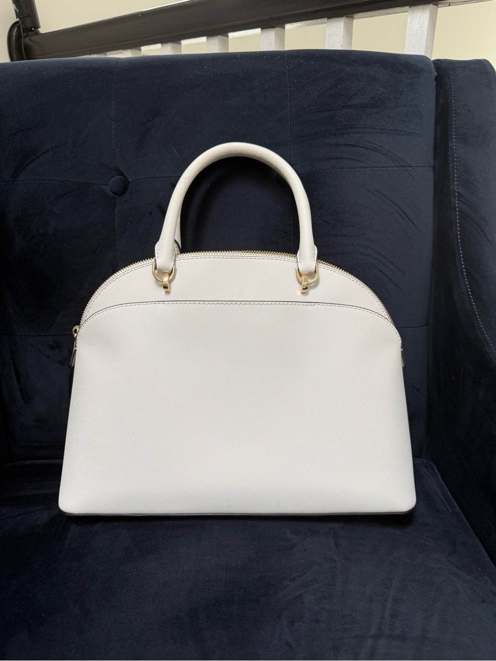 Michael Kors Cream Dome Satchel with Gold Hardware
